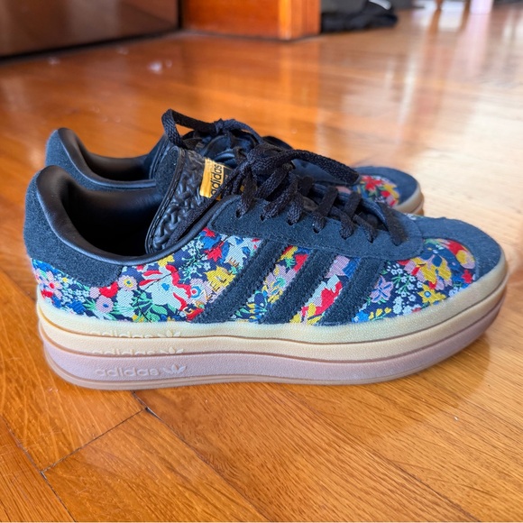 Adidas Gazelle Bold x Liberty London Floral Embroidery sneaker black size 6.5 - Picture 7 of 9